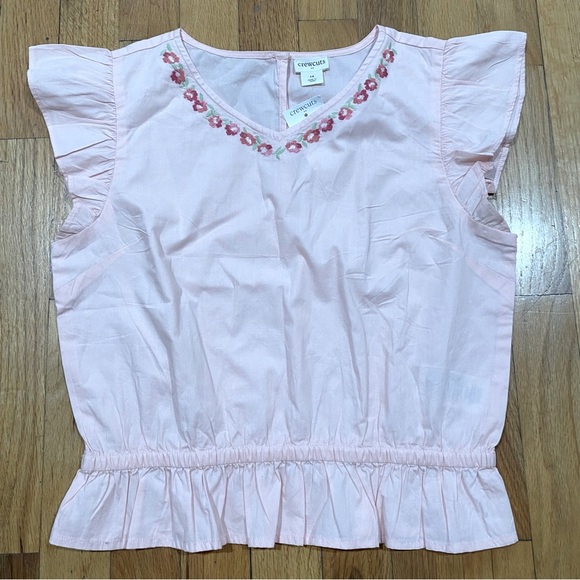 Crewcuts NWT Floral Embroidered Flutter Sleeve Top - Picture 1 of 3